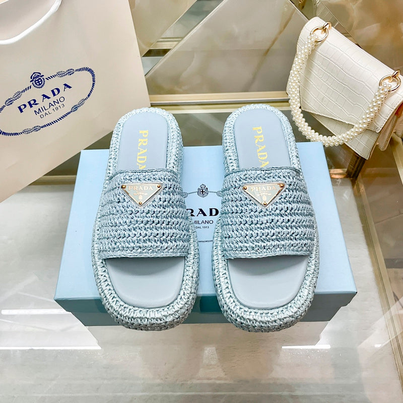 MJPS11 Leather Women High quality Slippers 35-41 shoes With box