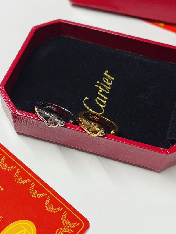 J142  Men's and women's titanium steel cheetah ring jewelry