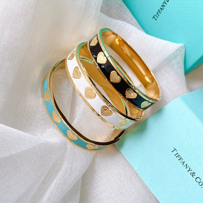 S339  Black, white and blue heart heart drip diamond tricolor bracelet  jewelry