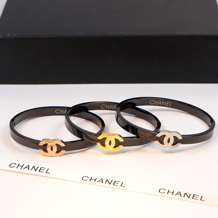 CB16  Letter black steel titanium steel three-dimensional three-color bracelet hollow bracelet  Jewelry