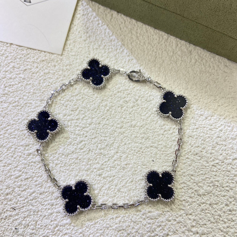 VAB50  Women's colorful gold and stone five flower bracelet jewelry