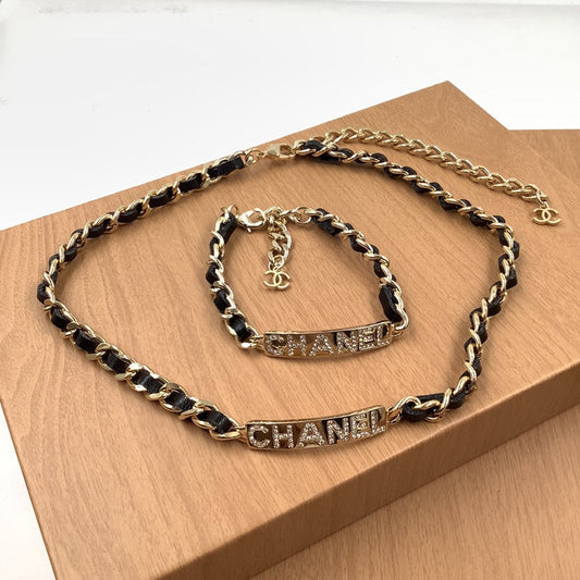 CHN40  Beautiful wear leather chain necklace  Jewelry