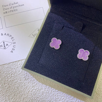 AVSE4  New violet four-leaf clover earrings jewelry