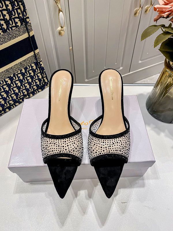 MBGS1 Leather 7.5CM 10CM Slippers Size 35-41 Shoes with Box