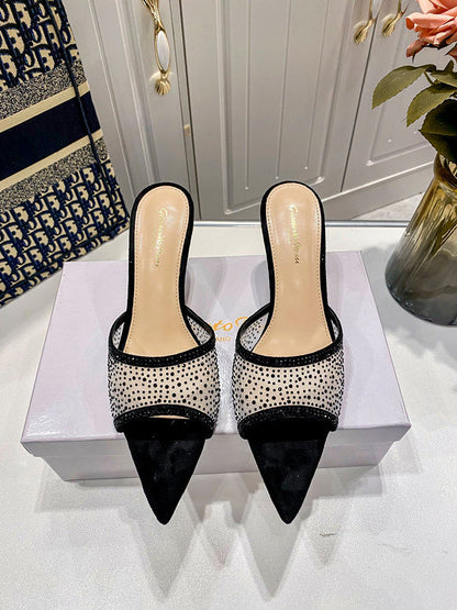 MBGS1 Leather 7.5CM 10CM Slippers Size 35-41 Shoes with Box