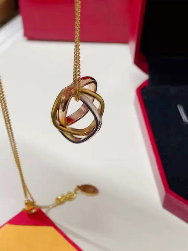 X666  Women's titanium steel three-ring three-color necklace jewelry