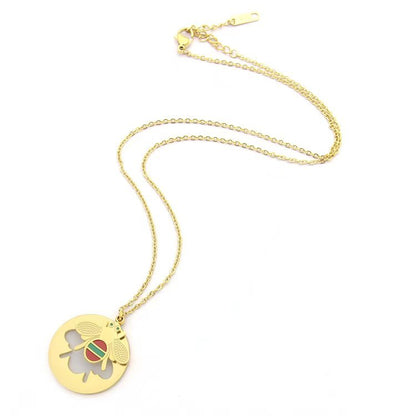 GN05    Round Bee Pendant Necklace Jewelry