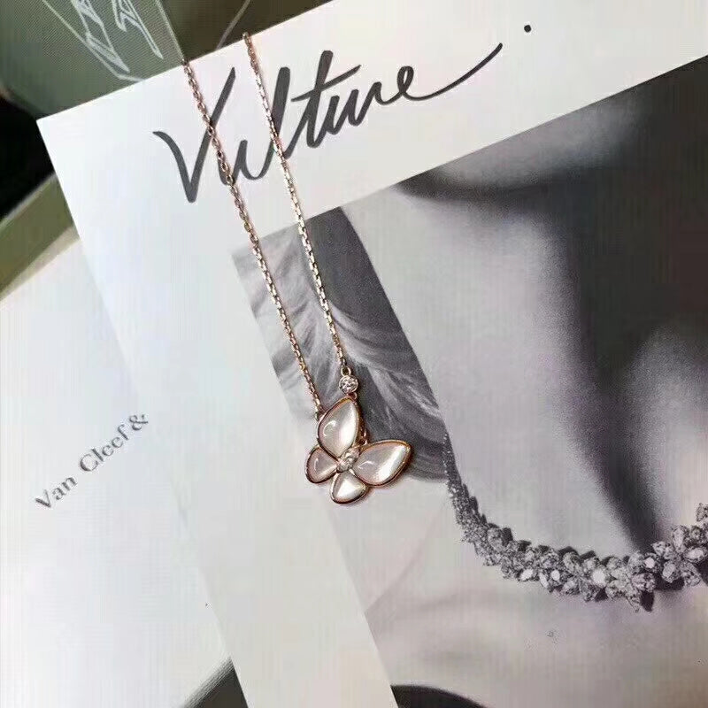 AVSN8   Women's butterfly white fritillary necklace jewelry