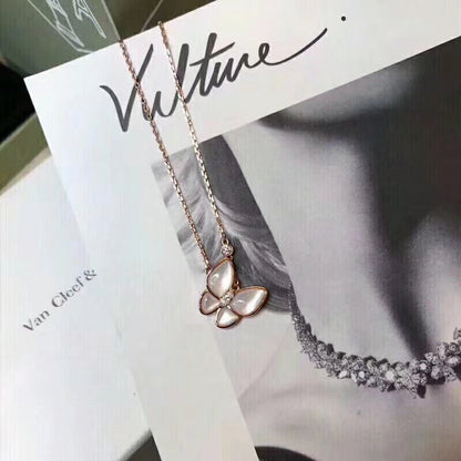 AVSN8   Women's butterfly white fritillary necklace jewelry