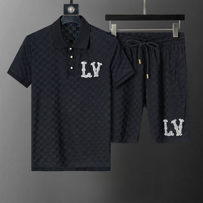 LVC181 New men's short sleeved polo top+shorts clothing