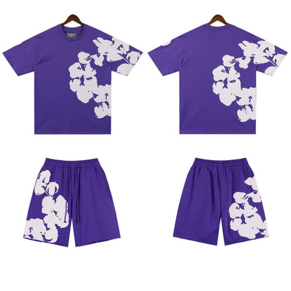 MMC7 New Cotton Flower Summer Short sleeved Top+Short sleeved Clothes