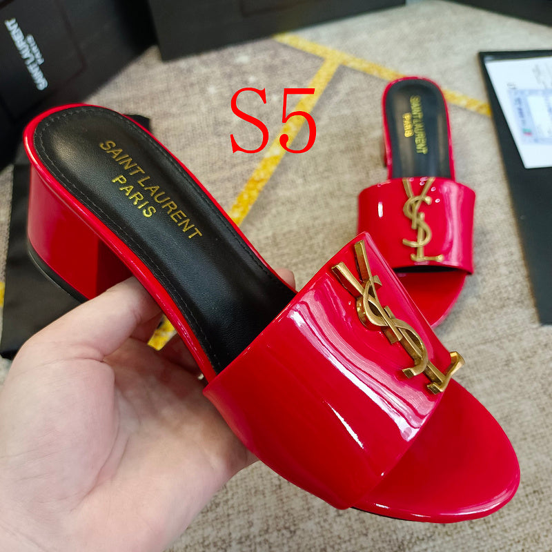 MJYS3 Leather 6.0CM Slippers Size 35-42 Shoes with Box