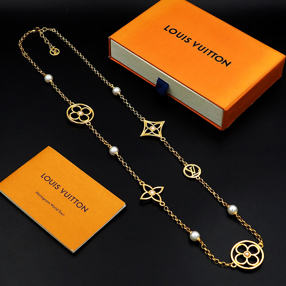 X749  Luxury stainless steel gold-plated pearl necklace jewelry
