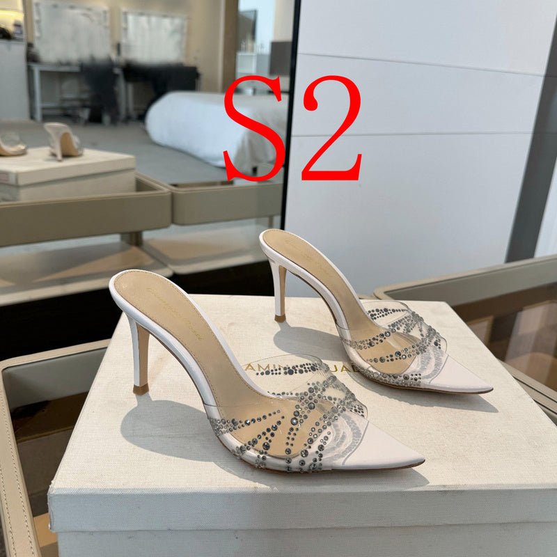 MBGS2 Leather 8.5CM 10.5CM Slippers Size 35-41 Shoes with Box