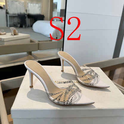 MBGS2 Leather 8.5CM 10.5CM Slippers Size 35-41 Shoes with Box