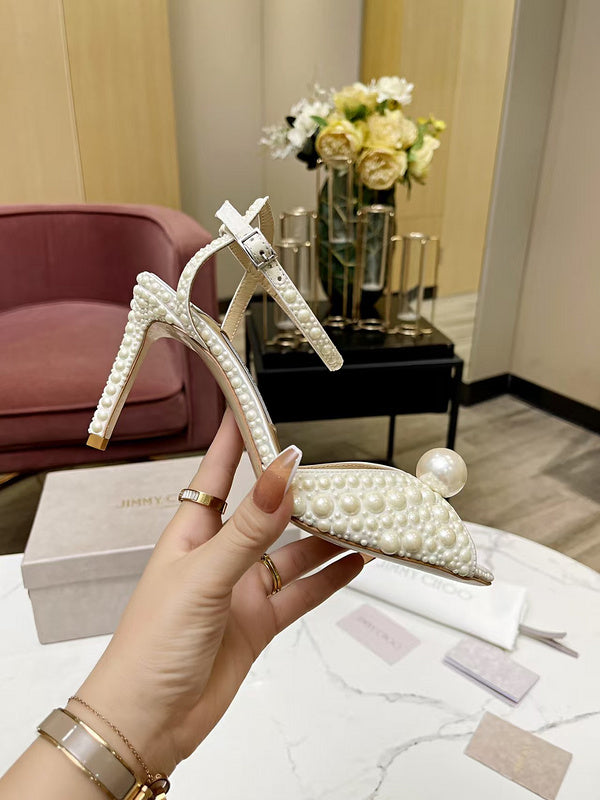 BMJS1 Slippers 8.5CM 10CM High heels women 35-41 leather shoes With Box