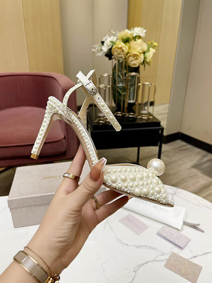 BMJS1 Slippers 8.5CM 10CM High heels women 35-41 leather shoes With Box