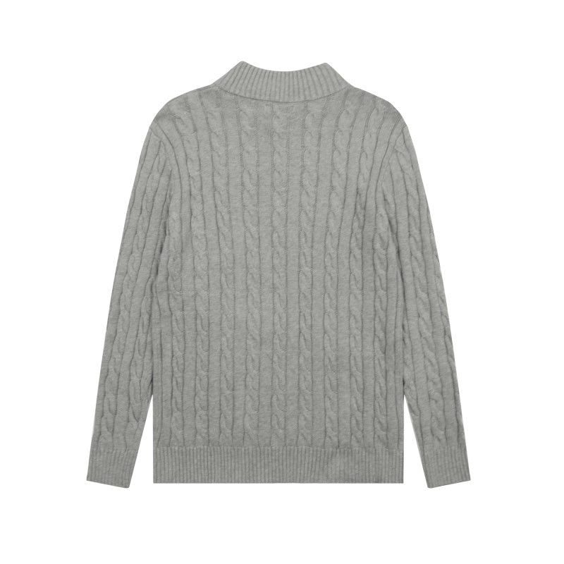 LFC18 New high-quality men's and women's ruff half zip solid pony embroidery logo Fried Dough Twists knitting sweater Clothing