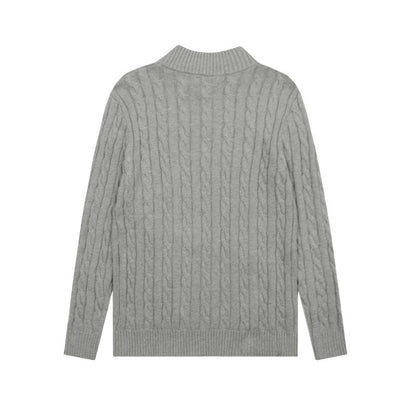 LFC18 New high-quality men's and women's ruff half zip solid pony embroidery logo Fried Dough Twists knitting sweater Clothing