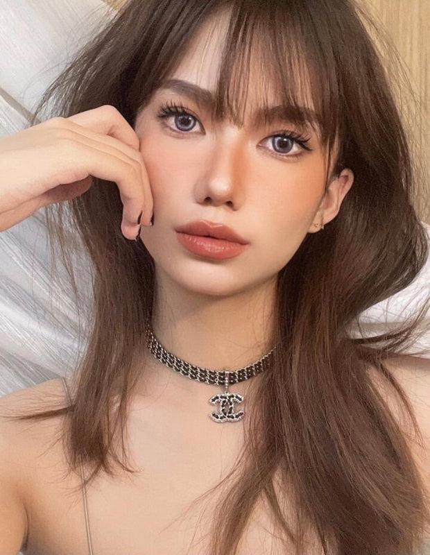 X555  Women's three-layer leather diamond necklace jewelry