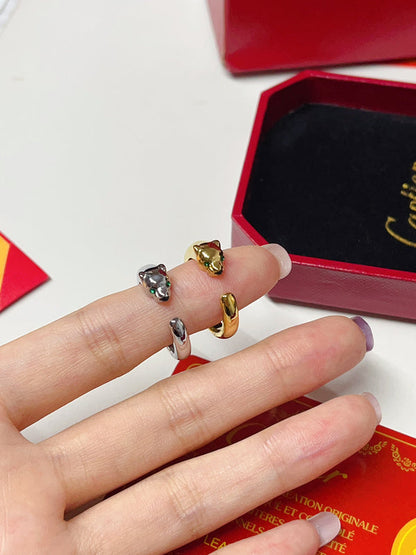 J142  Men's and women's titanium steel cheetah ring jewelry