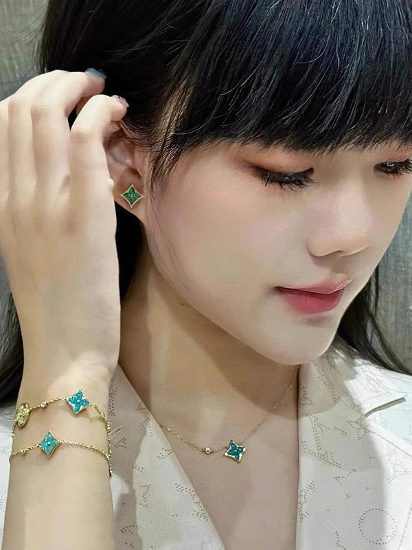 X674  Women's Titanium Steel Necklace Bracelet Set Jewelry