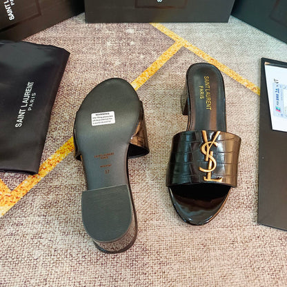 MJYS4 Leather 6.0CM Slippers Size 35-42 Shoes with Box
