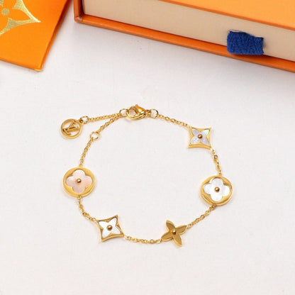 LVB79 316L steell gold plated bracelet flower shell bracelet   Jewelry