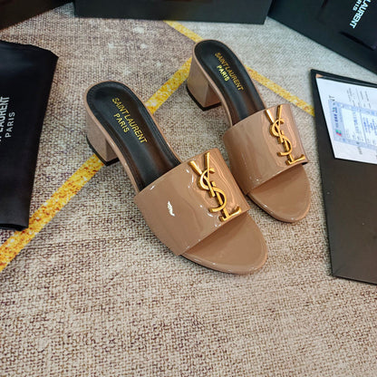 MJYS3 Leather 6.0CM Slippers Size 35-42 Shoes with Box