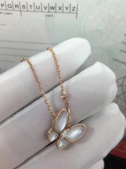 AVSN8   Women's butterfly white fritillary necklace jewelry