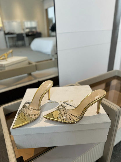 MBGS2 Leather 8.5CM 10.5CM Slippers Size 35-41 Shoes with Box