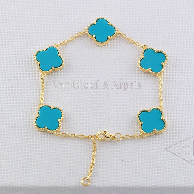 VAB17 five flowers gold plated Bracelet jewelry about 19.5CM