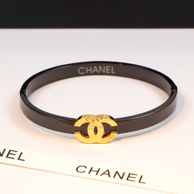 CB16  Letter black steel titanium steel three-dimensional three-color bracelet hollow bracelet  Jewelry