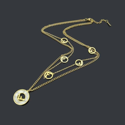 FN02   Round shell pendant double layer necklace jewelry