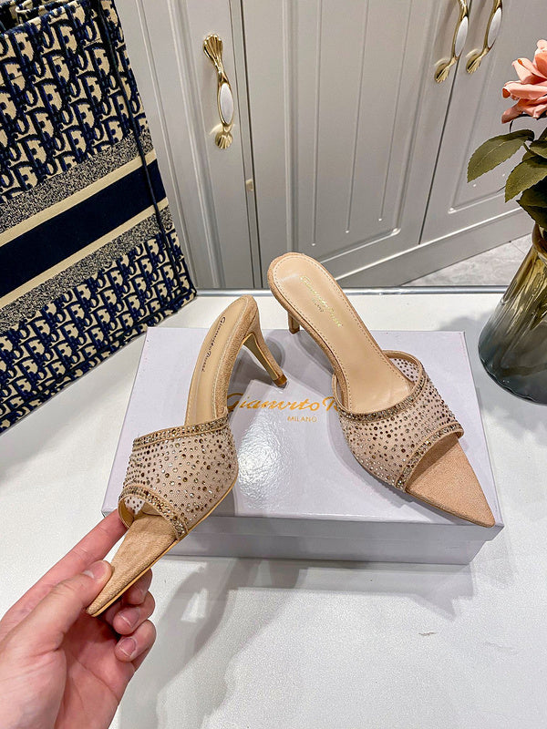 MBGS1 Leather 7.5CM 10CM Slippers Size 35-41 Shoes with Box