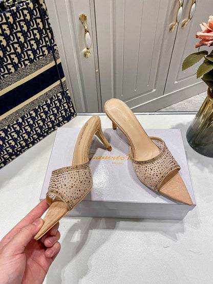 MBGS1 Leather 7.5CM 10CM Slippers Size 35-41 Shoes with Box