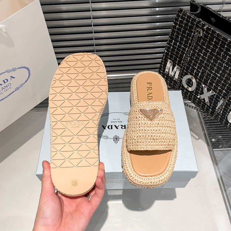 MJPS11 Leather Women High quality Slippers 35-41 shoes With box