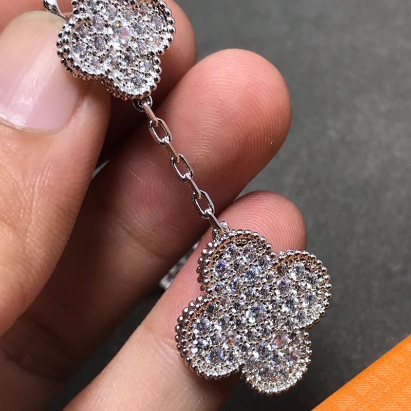 AVSE6  New two flowers full of diamond jewelry