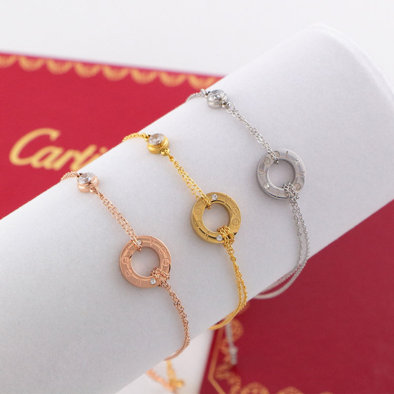 CAB26   Fine diamond-studded stainless steel gold-plated jewelry CA bracelet  Jewelry