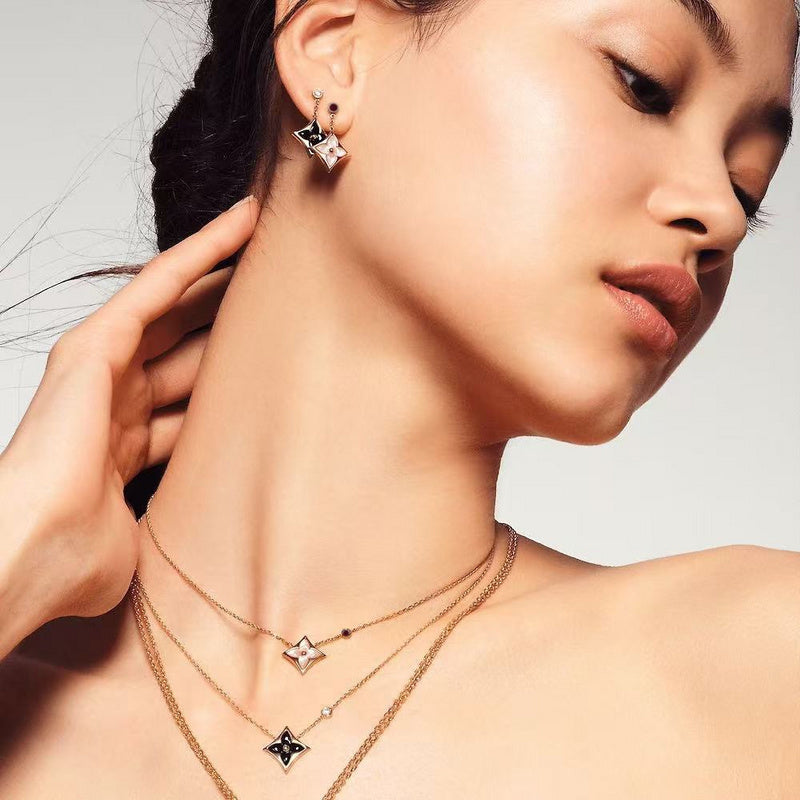 L192  Titanium steel bracelet necklace earrings set jewelry