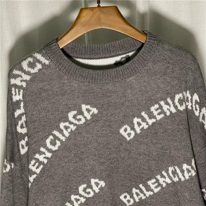 BAC20 Men and women classic series letter jacquard sweater