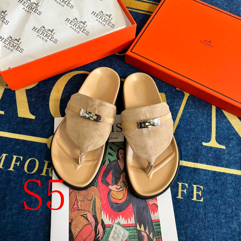 MJHS14 Leather slippers Women shoes 35-42 With box
