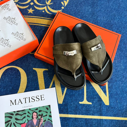 MJHS14 Leather slippers Women shoes 35-42 With box