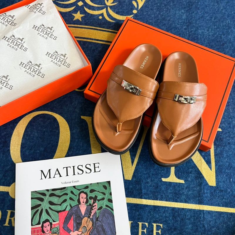 MJHS14 Leather slippers Women shoes 35-42 With box