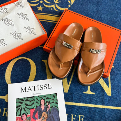 MJHS14 Leather slippers Women shoes 35-42 With box