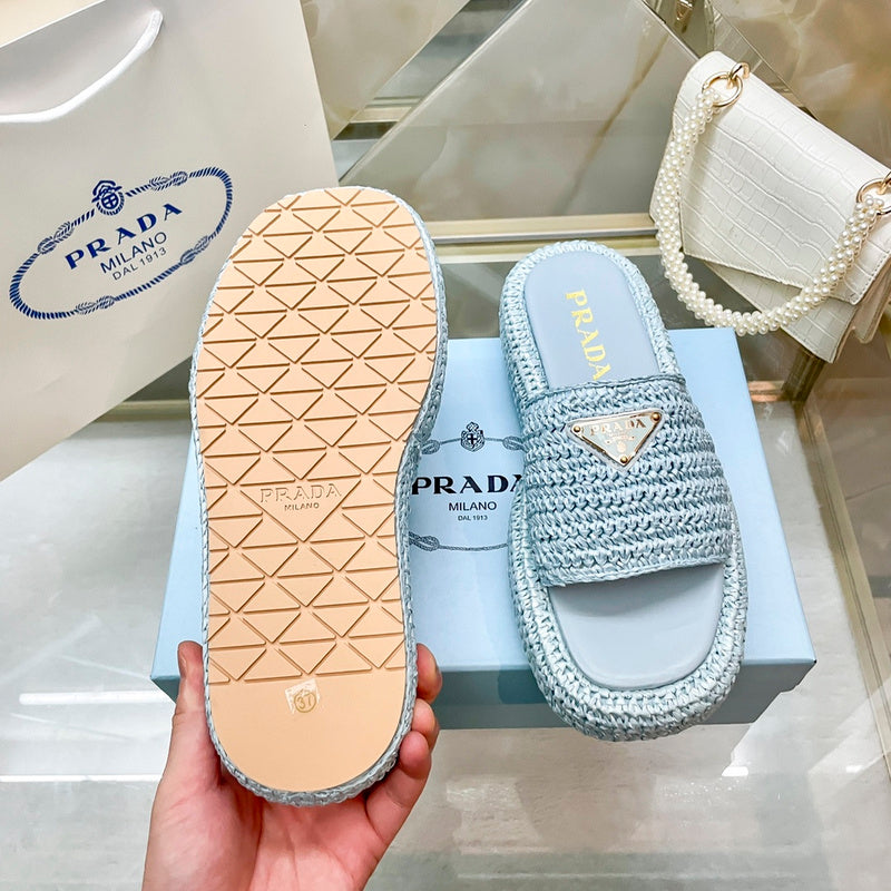 MJPS11 Leather Women High quality Slippers 35-41 shoes With box