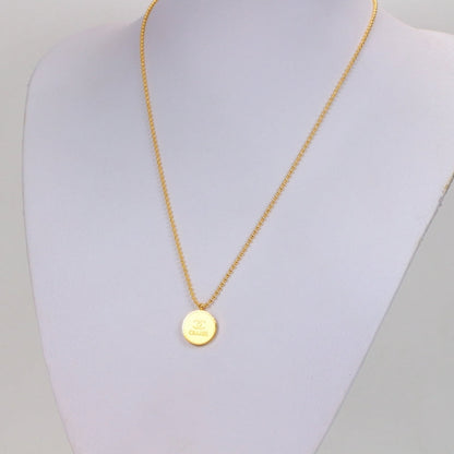 CHN75 18K Titanium Steel Color Gold Round  Bead Chain Pendant Couple Necklace  Jewelry