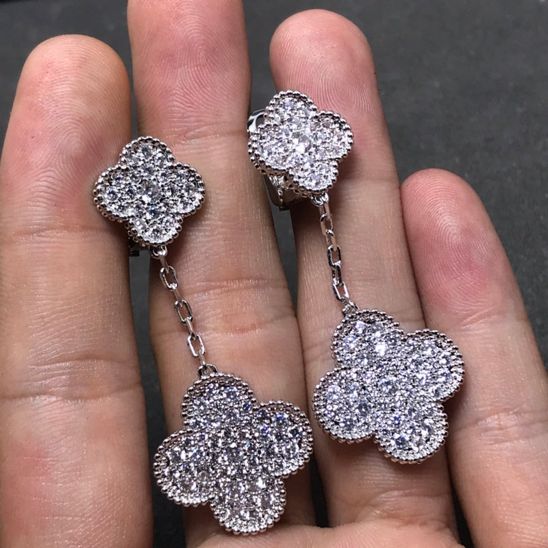 AVSE6  New two flowers full of diamond jewelry