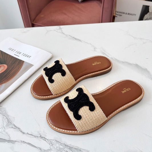 MBCS3 Leather Slippers Size 35-41Shoes with Box