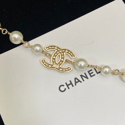 CHB50   Women's Double C Hollow Pearl Bracelet Jewelry